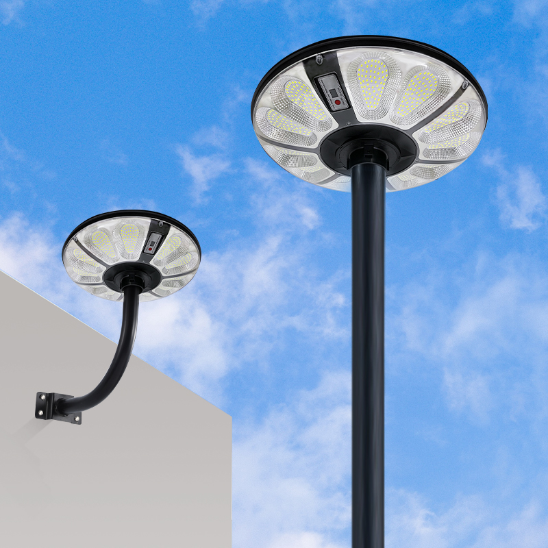 Ufo Solar Garden Light បំភ្លឺផ្លូវ 360 ដឺក្រេ ទាំងអស់ក្នុងមួយអំពូលពន្លឺព្រះអាទិត្យ