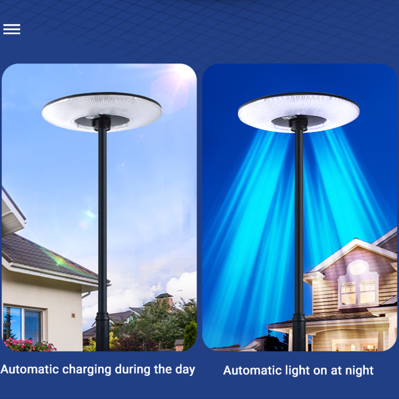 Ufo Solar Garden Lights Outdoor 600w 800w អំពូលភ្លើងដើរដោយថាមពលពន្លឺព្រះអាទិត្យ