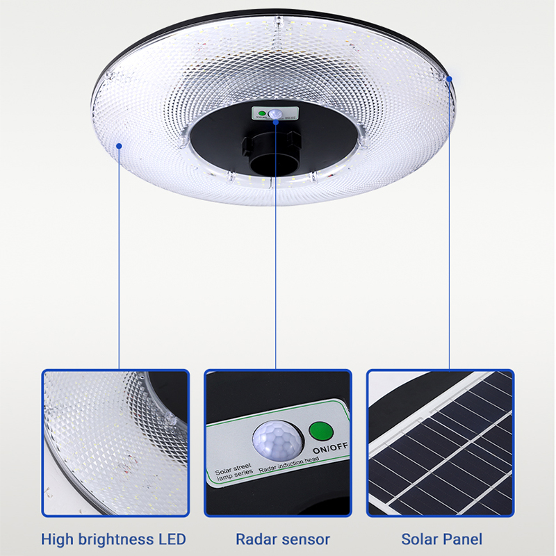 Ufo Solar Garden Lights Outdoor 600w 800w អំពូលភ្លើងដើរដោយថាមពលពន្លឺព្រះអាទិត្យ